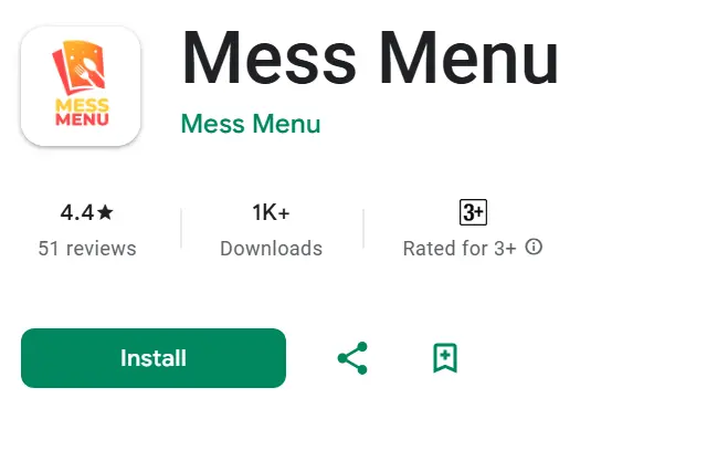 Mess Menu App Playstore Image